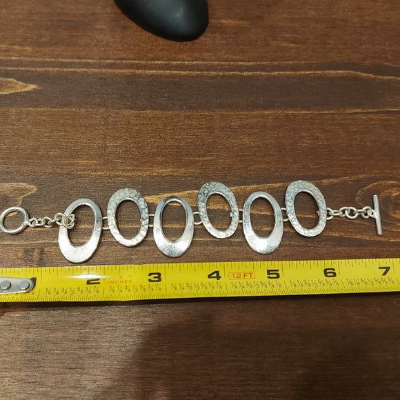 Mexican 925 Silver Pinched O's Bracelet - Picture 3 of 6